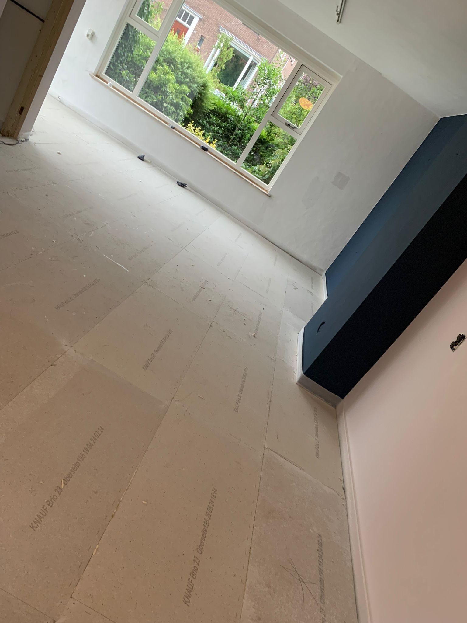 Knauf Brio-vloer gelegd, klaar voor de vloerverwarming